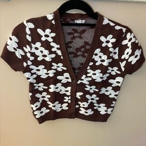 Garage Brown and White Floral Sweater LIKE NEW